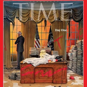 To εξώφυλλου του TIME με την πρώτη ημέρα του Biden στο οβάλ γραφείο καθηλώνει